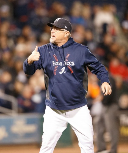 Reno Aces Manager PHIL NEVIN protests being ejected